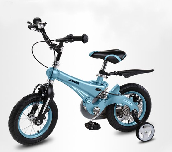 Kinderfiets Stoer Metallic Blauw met zijwieltjes 12 inch | Handremmen | Jongens | Meisje | Cadeau | Sinterklaas | Kerst | Verjaardag | Peuter | Kleuter | Driewieler | Gepersonaliseerd