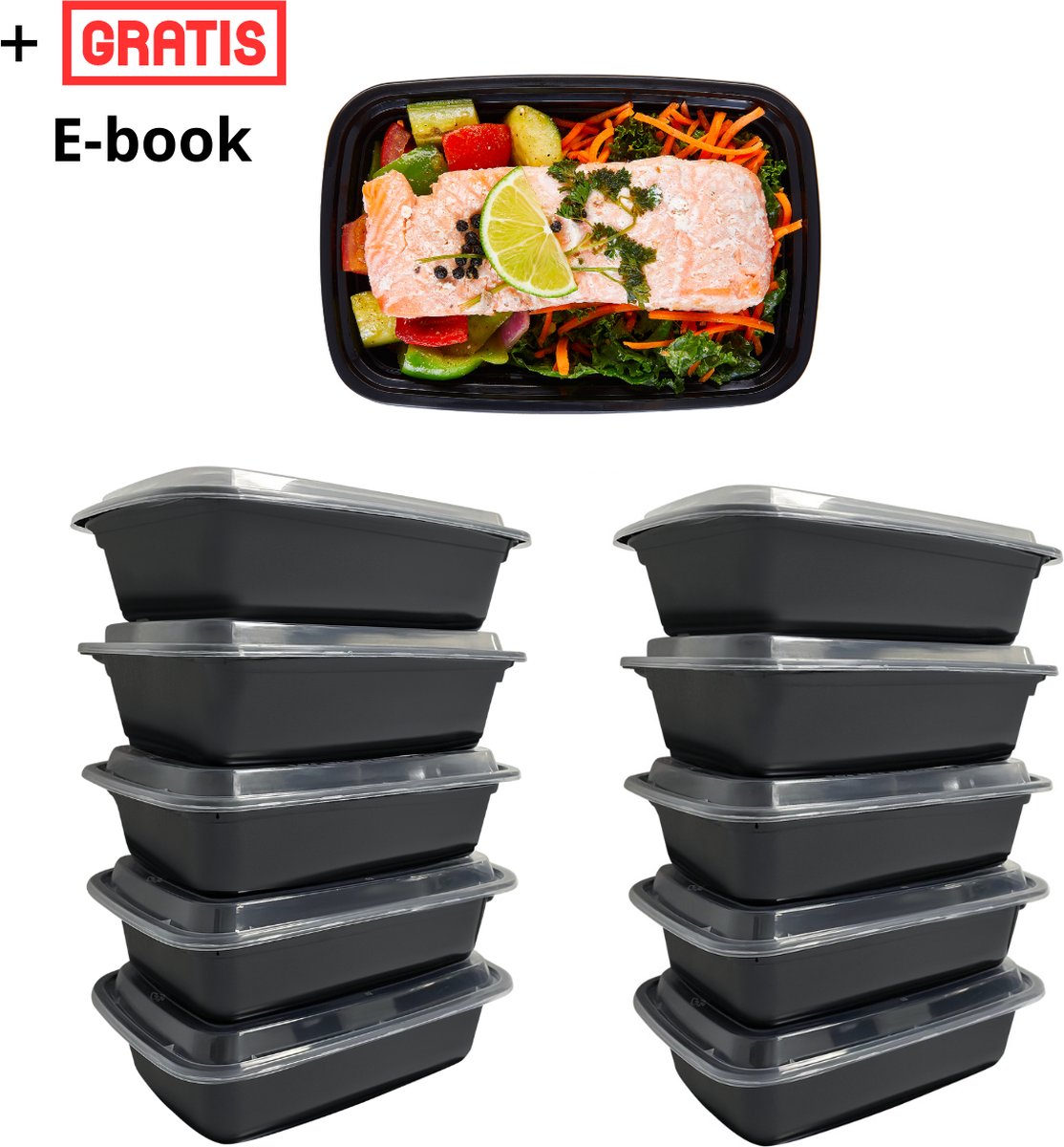 Meal Prep Bakjes - 14 stuks - Vershoudbakjes Set - 1 compartiment - Lunchbox - Diepvriesbakjes - Plastic Bakjes Met Deksel - Magnetron Bakjes Met Deksel - Meal Prep - Vershouddoos - 1L - BPA vrij