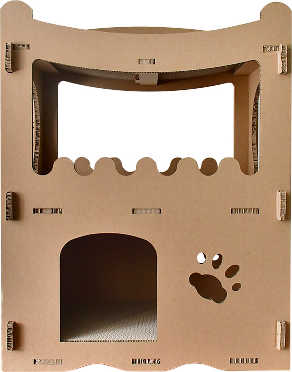 Kattenhuis - duurzaam speelhuis voor katten - karton krabmeubel katten