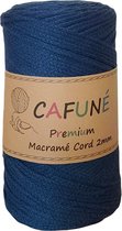 Cafuné Macrame koord - Premium -2mm-Navy-230m-250-Gevochten koord-Gerecycled katoen-Koord-Macrame-Haken-Touw-Garen