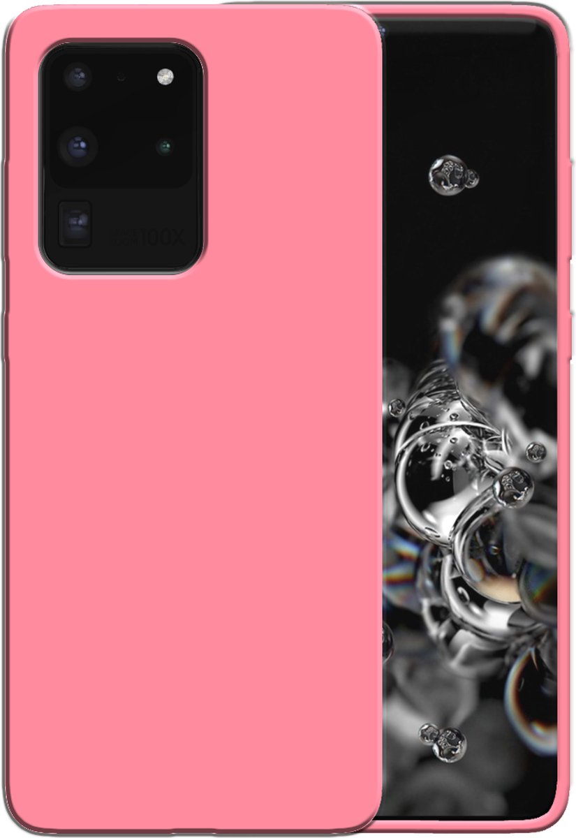 Smartphonica Siliconen hoesje voor Samsung Galaxy S20 Ultra case met zachte binnenkant - Roze geschikt voor Samsung Galaxy S20 Ultra