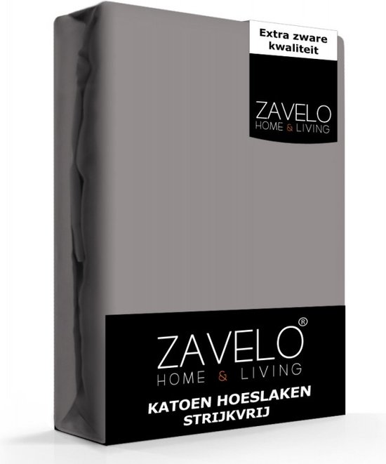 Zavelo Hoeslaken Katoen Strijkvrij Grijs-Twijfelaar (120x200 cm) - Hoogwaardige Kwaliteit - Rondom Elastisch - Perfecte Pasvorm