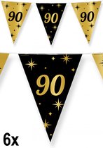 6x Luxe Vlaggenlijn 90 zwart/goud 10 meter - Classy - Dubbelzijdig bedrukt - Abraham Sarah festival thema feest party