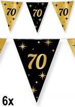 6x Luxe Vlaggenlijn 70 zwart/goud 10 meter - Classy - Dubbelzijdig bedrukt - Abraham Sarah festival thema feest party