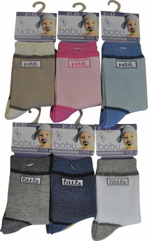 Baby / kinder sokjes little - 21/23 - meisjes - 90% katoen - naadloos - 12 PAAR - chaussettes socks