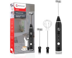 Kitchenwell Elektrische Melkopschuimer - Melkopschuimer handmatig - Melkopklopper - 3 snelheden -…