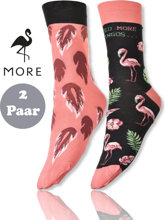 More Fashion - Sokken - Leuk Asymmetrisch Print - Kleurrijk - Flamingo - Dierenprint - MADE IN EU