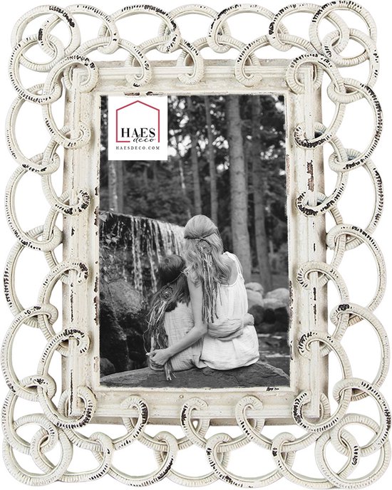 HAES DECO - Fotolijst 10x15 - Loving Chic - kleur Beige, formaat 19x2x24 cm , voor foto 10x15 cm