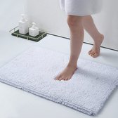 Antislip badmat chenille badkamertapijt microvezel badtapijt absorberend hoogpolig badmat - 40 x 60 cm, wit