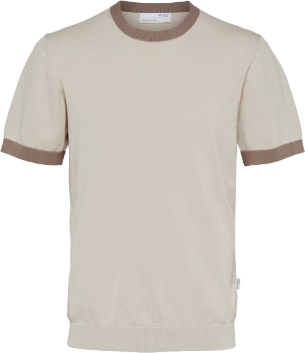 Selected Slhmattis SS casual t-shirt heren beige