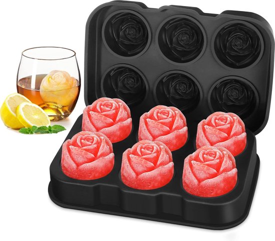 Bac à Glaçons En Forme De Rose En Silicone, Moule à Glaçons Avec Couvercle Pour Gelée Lait Jus