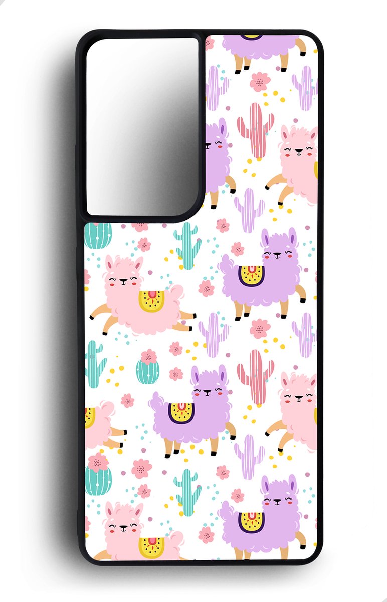 Ako Design Samsung Galaxy S21 Ultra hoesje - Alpaca - Hoogglans - TPU Rubber telefoonhoesje - hard backcover