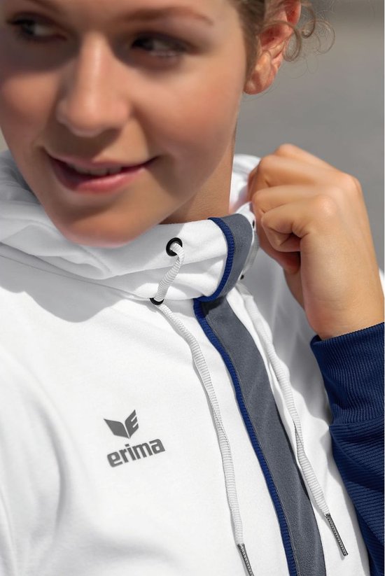 Erima Squad Sweatshirt Met Capuchon Dames Wit- New Navy-Slate Grijs Maat 42 - Erima