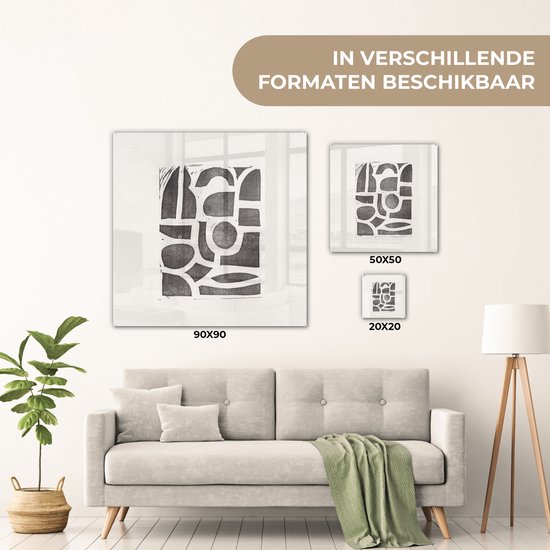 MuchoWow® Peinture sur verre 50x50 cm - Peinture sur verre acrylique - Abstrait - Formes - Formes - Zwart - Photo sur verre - Peintures
