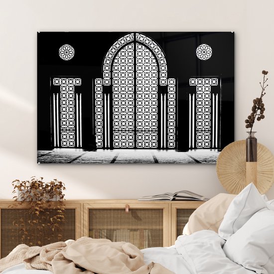 MuchoWow® Peinture sur verre 120x80 cm - Peinture sur verre acrylique - Architecture - Zwart - Wit - Motif - Photo sur verre - Peintures