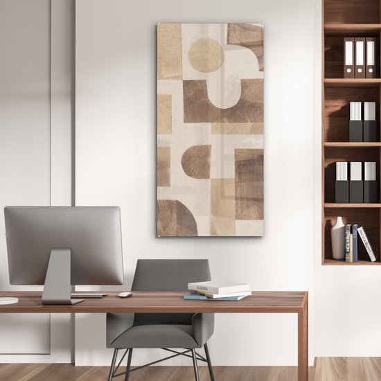 MuchoWow® Peinture sur verre 60x120 cm - Peinture sur verre acrylique - Abstrait - Puzzle - Formes - Couleurs - Photo sur verre - Peintures