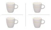 Mugs/tasses à café - lot de 4 - marron clair avec texte - 220ml
