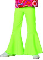 Carnavalskleding Hippie broek bi-stretch neon-groen kind Maat 128