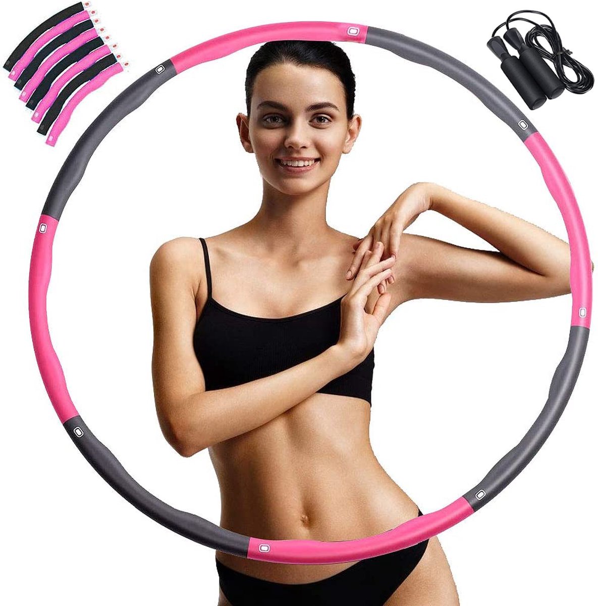 Hoelahoep Fitness Hoelahoep Met Springtouw Hula Hoop Fitness Grijsroze Cadeau 