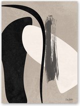Tuinposter - Reproduktie / Kunstwerk / Kunst / Abstract / - Wit / zwart / taupe,creme - 120 x 180 cm.