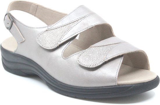 Solidus, 74019 40448, Taupe kleurige extra brede dames sandalen