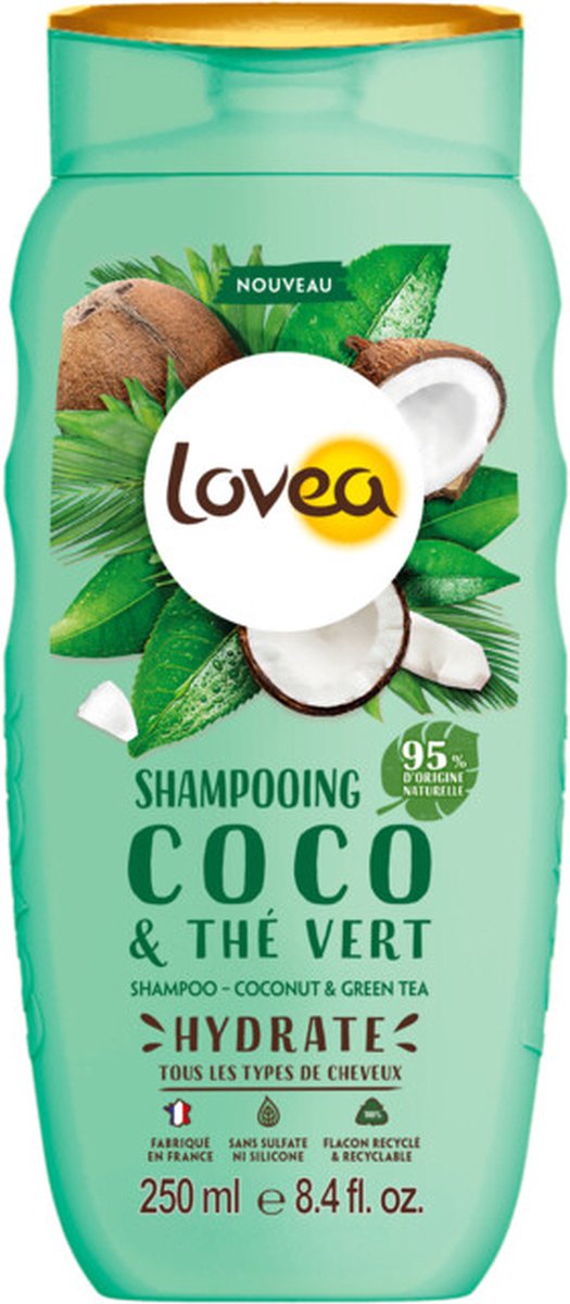Lovea Kokos en Groene Thee Shampoo - 6 x 250 ml - Voordeelverpakking