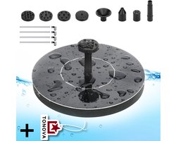 Fontaine Solar + Parfum de voiture Tonova - 7 Accessoires de Pulvérisation Différents - Tubes Anti Collision - Pompe de Fontaine pour Jardin / Étang / Piscine / Bain Vogel - ⌀160mm
