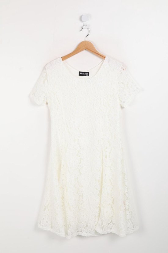 Mooie witte jurk met bloemen voor grote maten - maat 54/56