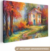 Canvas Schilderij Landschap - Kleurrijk - Olieverf - Kunst - 90x60 cm - Wanddecoratie