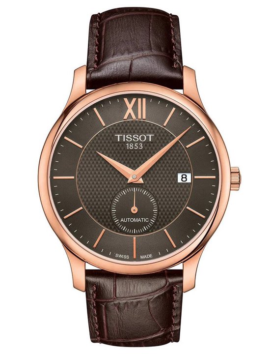 Tissot Tradition T0634283606800 Horloge - Leer - Bruin - Ø 40 mm