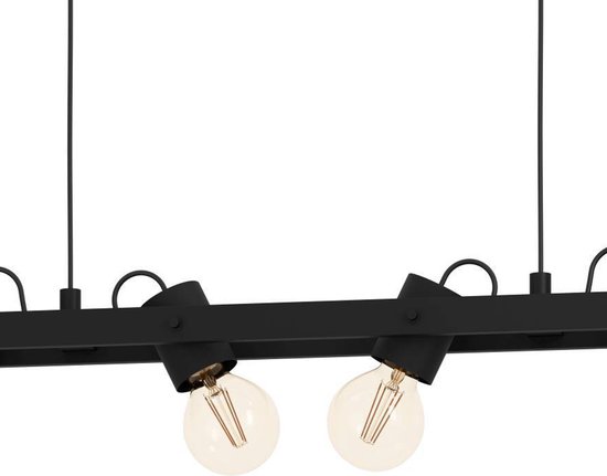 Suspension EGLO Plimsoll - E27 - 77 cm - Zwart - Acier/Bois