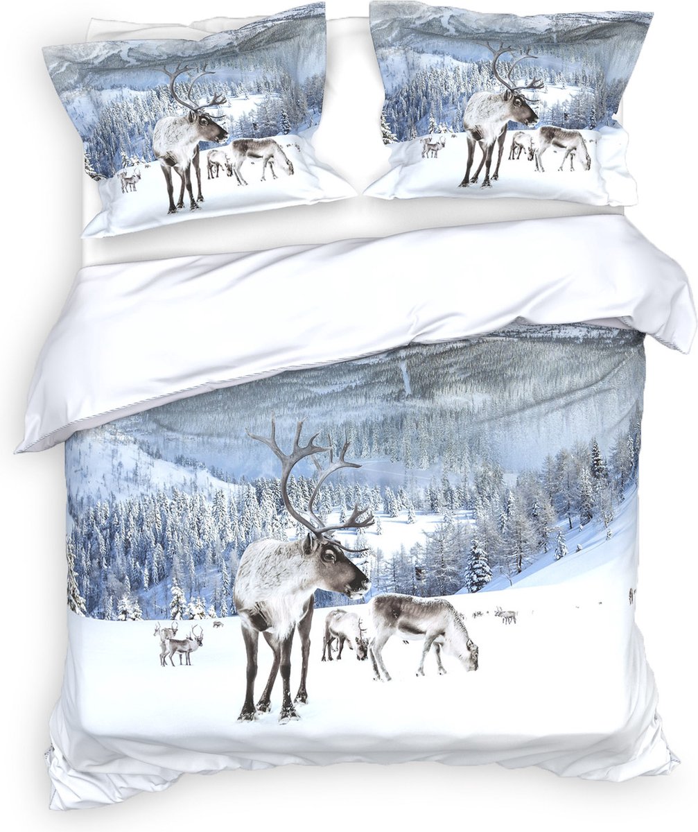 Heckettlane White Dekbedovertrek Doriane 200x200-220 cm + 2 slopen 60x70 cm, gemaakt van 100% Katoen-Satijn Wit