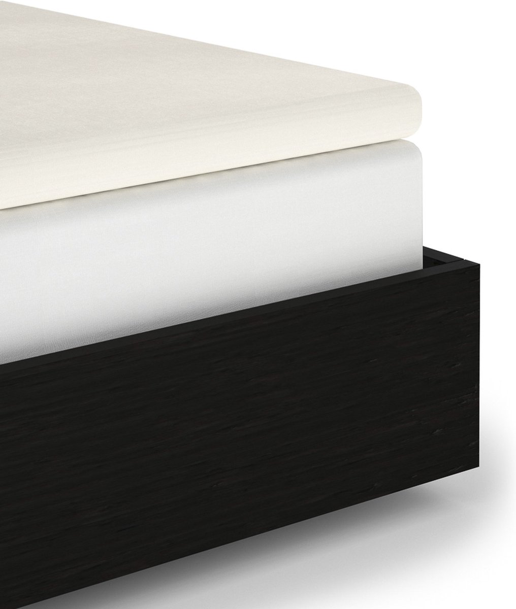 Heckettlane Off-white Hoeslaken Elementi-Topper 200x200 cm, gemaakt van 100% Katoen-Satijn