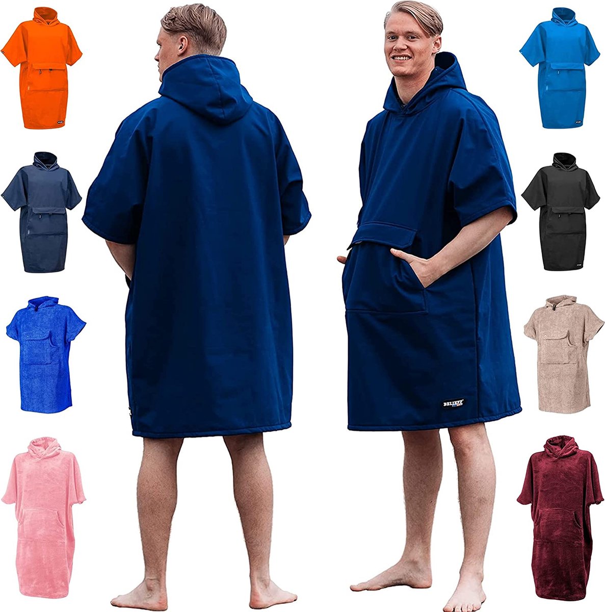 UITVERKOOP! Belieff Surf Poncho - Strandponcho - Surfponcho - Surf Poncho Volwassenen - Water- en Wind Afstotend - Met Handzakken - Voor Dames en Heren - Navy blauw