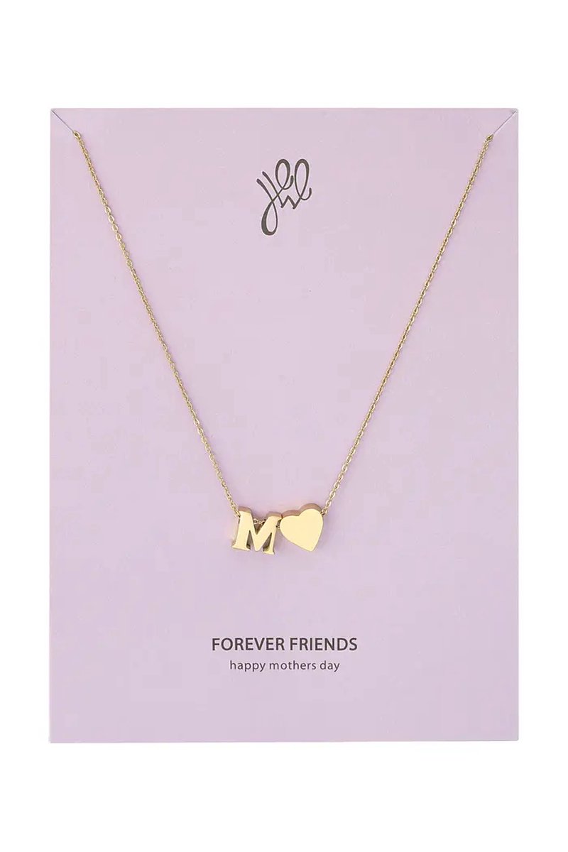 Ketting M - ketting - sierraad - letter ketting- cadeau- goud Stainless Steel - love - moeder - initialen ketting