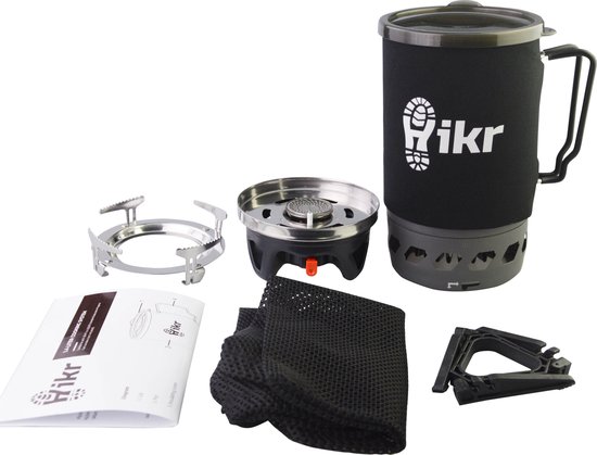 Hikr® Gasbrander - 1,4 liter gasstel - Kooksysteem - Snel water koken - Gaskoker - Gas waterkoker - Campingkooktoestel - Camping - Outdoor - Kooktoestel