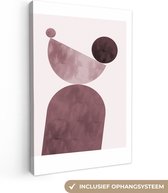 Canvas Schilderij Vormen - Abstract - Pastel - Roze - 60x90 cm - Wanddecoratie