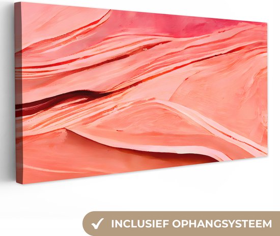 Canvas Schilderij Abstract - Roze - Pastel - Vormen - 80x40 cm - Wanddecoratie