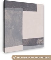 Canvas Schilderij Geometrie - Vormen - Grijs - Kubus - 50x50 cm - Wanddecoratie
