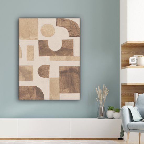 Tableau sur toile abstrait - Puzzle - Formes - Couleurs - 90x120 cm - Décoration murale
