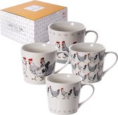 Tasses à café avec motifs de poulet, belles tasses à café en céramique, cadeau pour homme et femme, grand, lot de 4