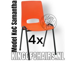 King of Chairs -Set van 4- Model KoC Samantha oranje met zwart onderstel. Stapelstoel kuipstoel vergaderstoel tuinstoel kantine stoel stapel stoel kantinestoelen stapelstoelen kuipstoelen arenastoel De Valk 3320 bistrostoel schoolstoel bezoekersstoel
