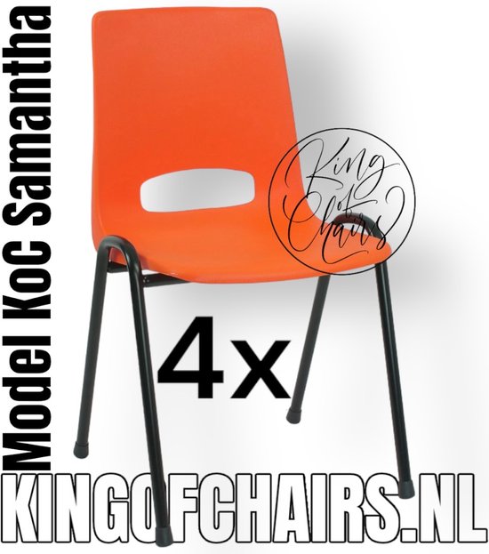 King of Chairs -Set van 4- Model KoC Samantha oranje met zwart onderstel. Stapelstoel kuipstoel vergaderstoel tuinstoel kantine stoel stapel stoel kantinestoelen stapelstoelen kuipstoelen arenastoel De Valk 3320 bistrostoel schoolstoel bezoekersstoel