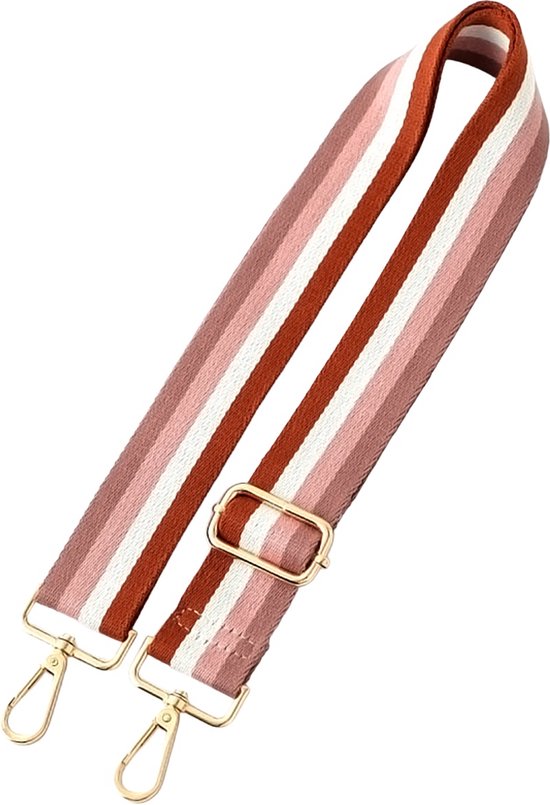 Schouderband voor Tas - Draagband met Strepen - 4 cm - Roze
