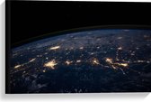Canvas - Uitzicht vanuit Heelal op Lichtjes op Aarde - 60x40 cm Foto op Canvas Schilderij (Wanddecoratie op Canvas)