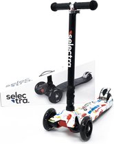 Selectra kinderstep met 4 lichtgevende wielen – Kick step voor kinderen van 3 t/m 9 jaar – Led scooter met click and ride functie - White down