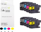 Improducts® 2x multi pack Inkt cartridges - Alternatief Brother LC-421XL LC 421 bk/c/m/y o.a. geschikt DCP-J 1050DW 1140DW 1800DW MFC-J 1010DW