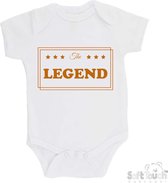 100% Katoenen Romper "The LEGEND" Unisex Katoen Wit/tan Maat 56/62