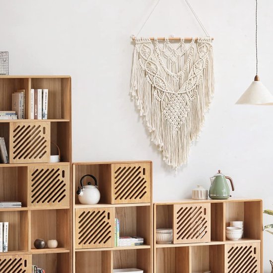 Macramé Wandkleed Fotohanger met 16 Mini Knijpers - Handgemaakt FotorekFotokader