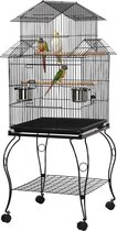 Cage à oiseaux, cage, volière à oiseaux, volière avec support pour grandes perruches et perroquets, environ 59 x 59 x 139,5 cm HM-YAHEE-591911